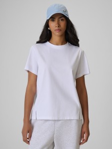 4F T-shirt regular gładki damski - biały XS