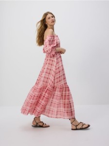 Wzorzysta sukienka maxi - czerwony