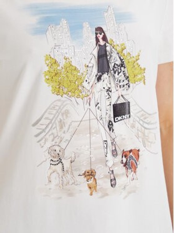 DKNY T-Shirt Central Park Conversational P61M0WNA Biały Regular Fit