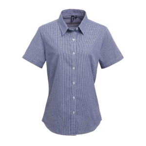 Damska Bawełniana Koszula Z Krótkim Rękawem W Kratkę Micro Gingham