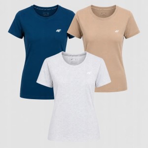KOMPLET KOSZULEK DAMSKICH 4F T-SHIRT 3PAK ZESTAW SPORTOWY SS26
