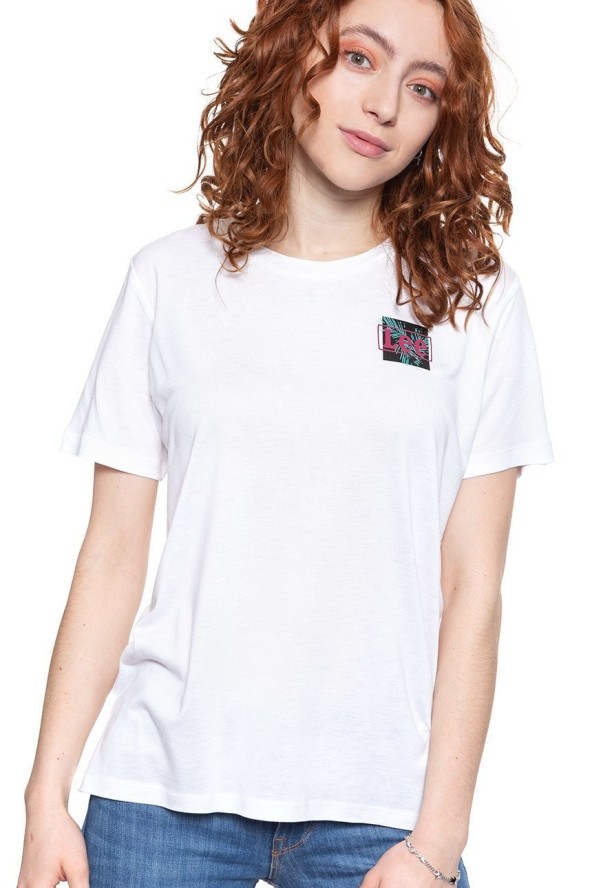 LEE RELAXED FIT TEE DAMSKI T-SHIRT KOSZULKA LOGO BRIGHT WHITE L40CBWLJ 112108494
