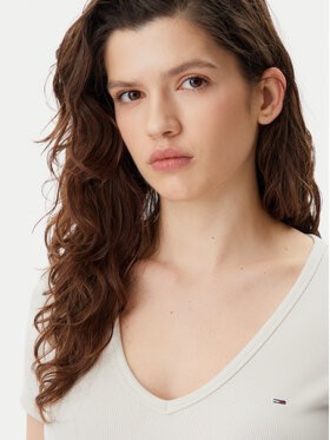 Tommy Jeans T-Shirt Essential DW0DW17385 Beżowy Slim Fit