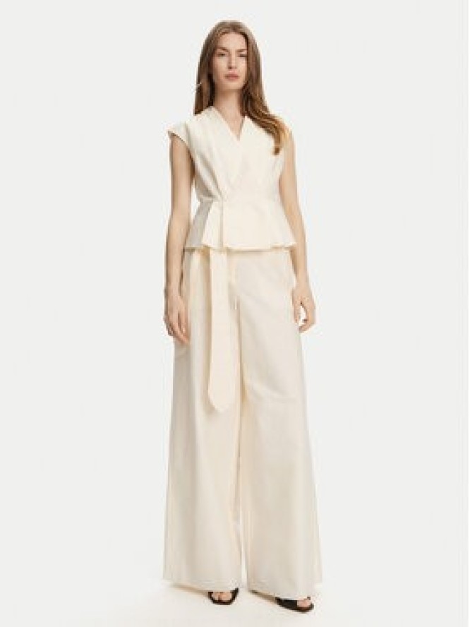 Marella Spodnie palazzo Luca 2513131032 Écru Wide Leg
