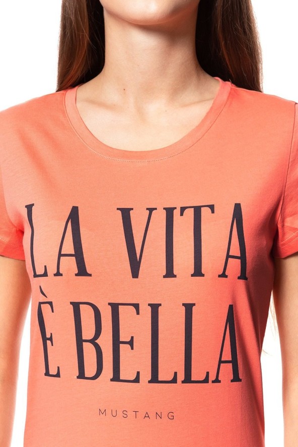 MUSTANG T SHIRT DAMSKI Alexia C Print Persimmon 1009053 8139