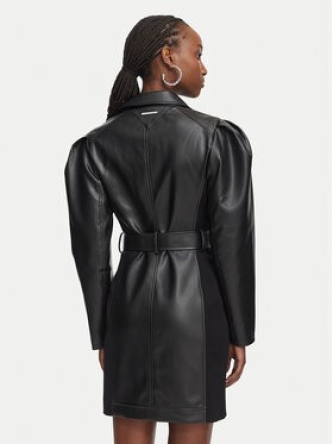 KARL LAGERFELD Sukienka z imitacji skóry B3W13001 Czarny Regular Fit