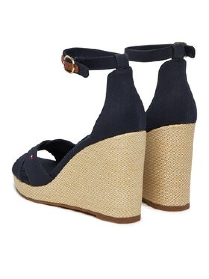 Tommy Hilfiger Sandały Flag High Wedge Espad Crisscross FW0FW08661 Granatowy
