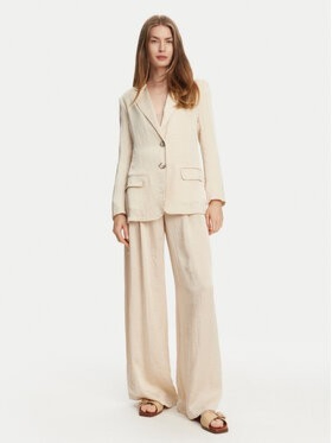 Marella Spodnie palazzo Silico 2513131125 Écru Wide Leg