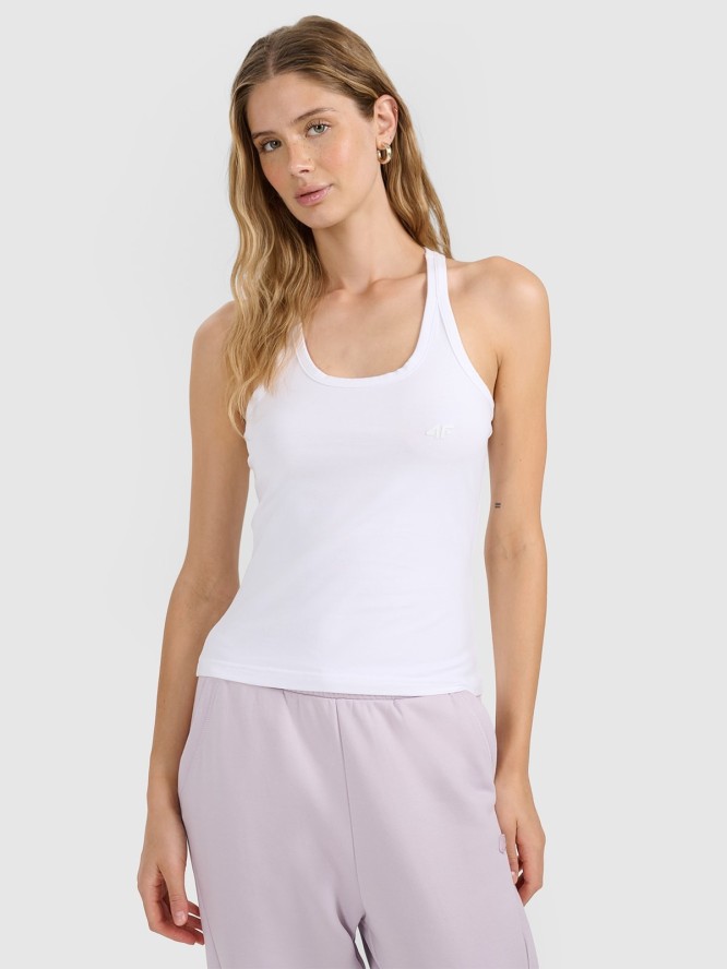 4F Top slim gładki damski - biały M
