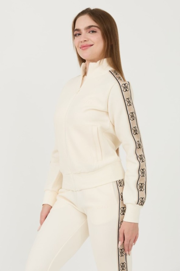 GUESS Beżowa damska bluza Britney Full Zip, Rozmiar XL
