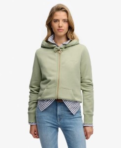 superdry damska bluza z kapturem Essential Logo Zip Half Brushed – Dusty Sage
