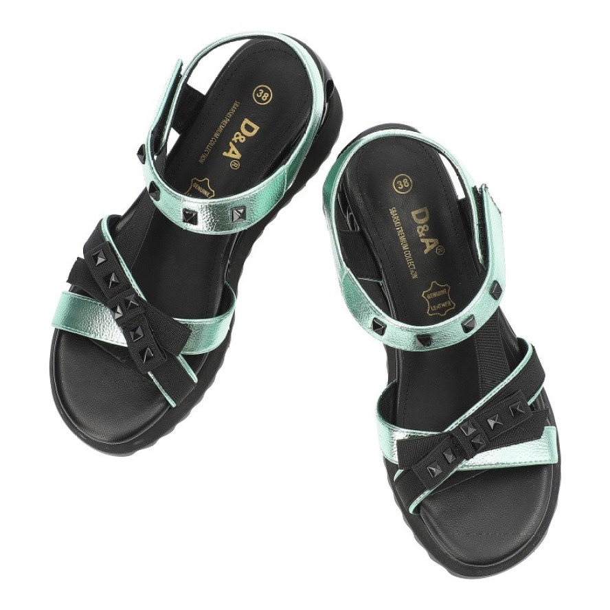 Zielone Sandały S.Barski Modne Obuwie Damskie Na Koturnie