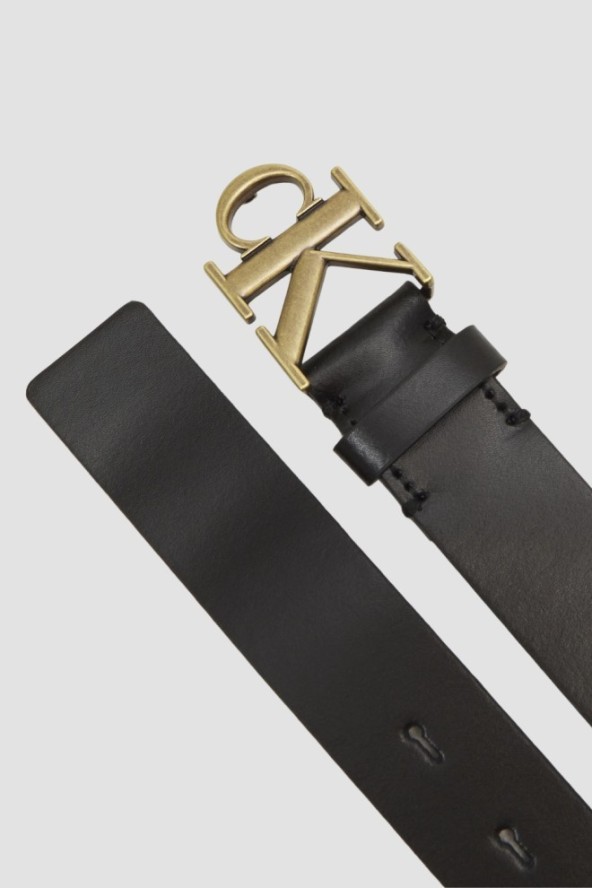 CALVIN KLEIN Czarny damski pasek cK, Rozmiar 75