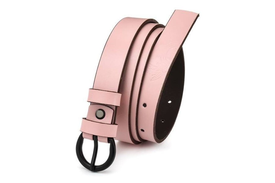 Pasek skórzany Beltimore różowy A62 r.90-105 cm