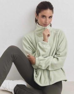 Damska kurtka polarowa na zamek Fleece Zip pistacjowa