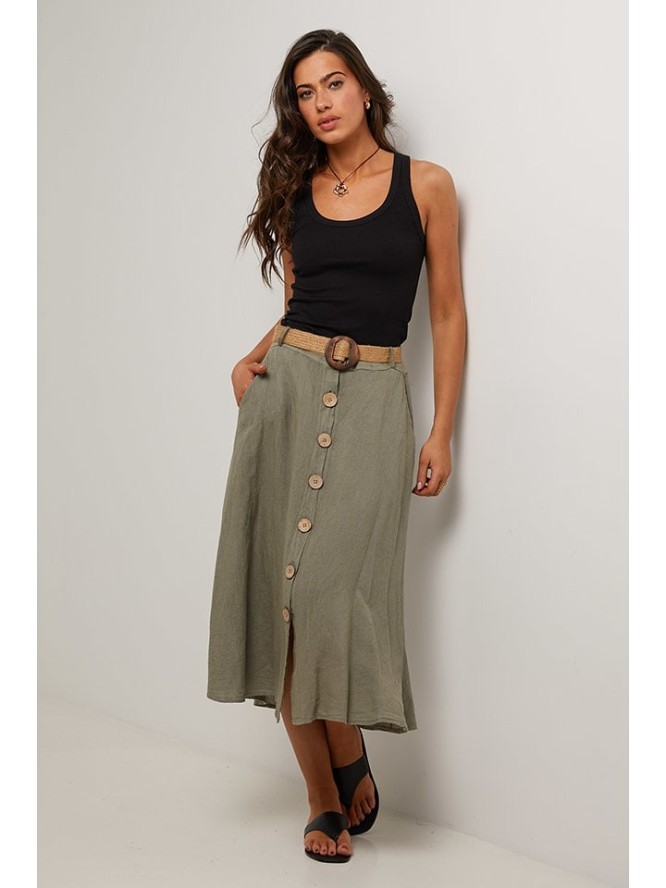 Le Monde du Lin Spódnica w kolorze khaki rozmiar: 38/40