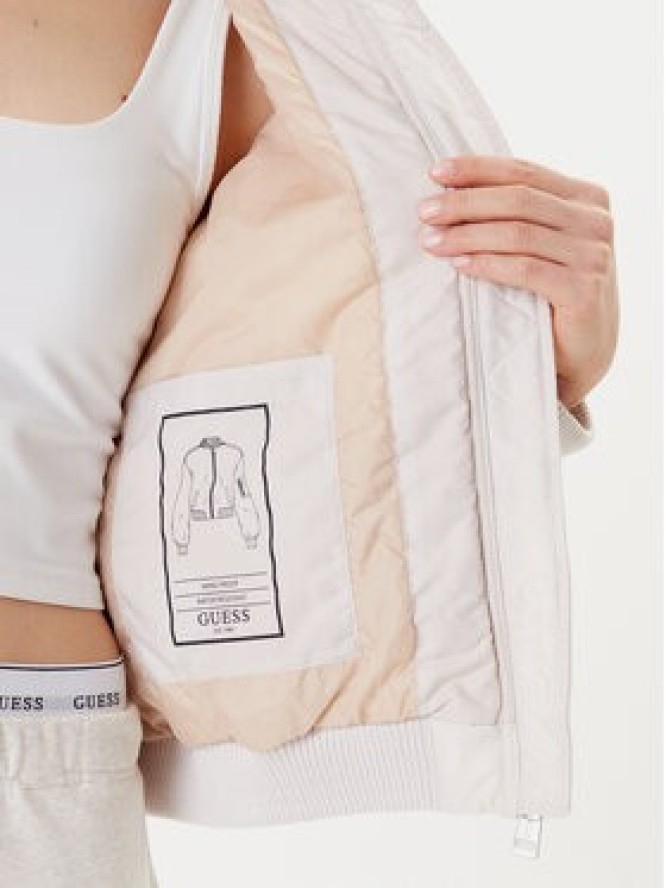 Guess Kurtka bomber W5YL08 WHDK2 Écru Regular Fit