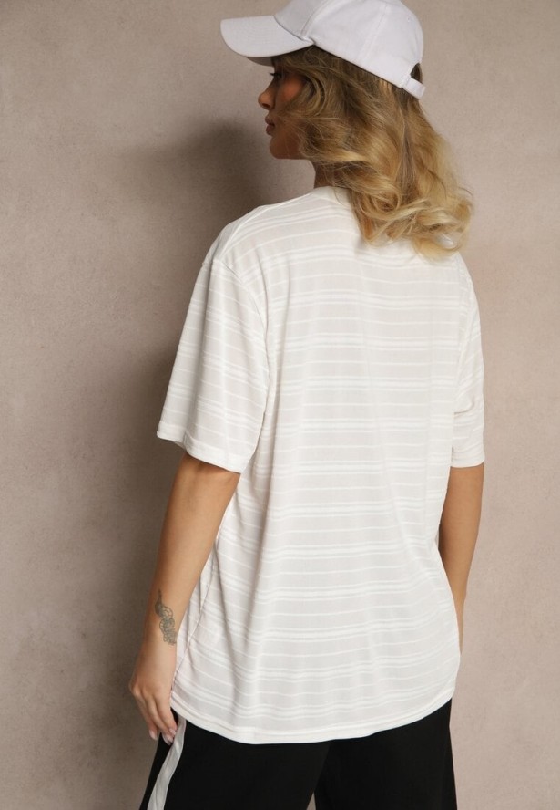 Jasnobeżowa Koszulka T-shirt z Naszytą Kieszonką TLanitra