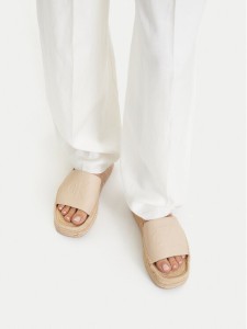 Calvin Klein Espadryle Flatf Espa Mule Lth Mg HW0HW03027 Beżowy