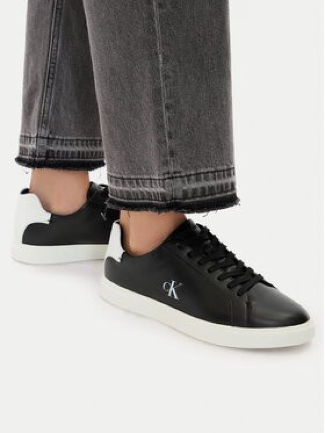 Calvin Klein Sneakersy Low Pro Cup Laceup Lth Moire HW0HW02845 Czarny