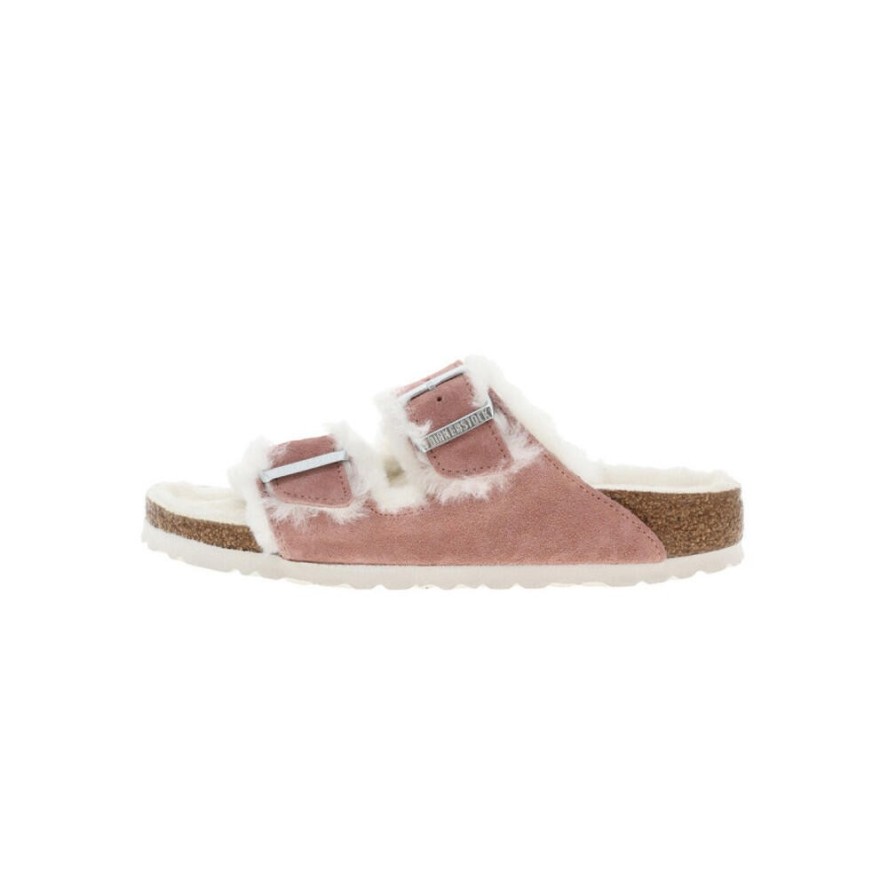 Klapki Birkenstock Arizona Suede Leather Shearling Pink Clay narrow (1023258)