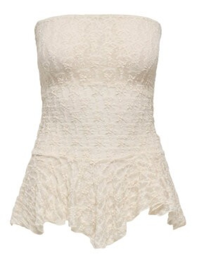 ONLY Top Aya 15375823 Kremowy Slim Fit