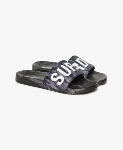 superdry Camo Pool Sliders - klapki z wyściełanym paskiem – Dark Grey Tiger Camo