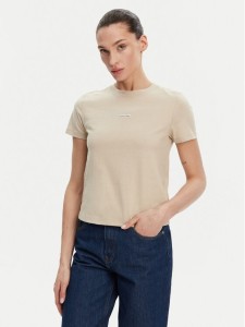 Calvin Klein Jeans T-Shirt Placed Institutional J20J225524 Beżowy Slim Fit