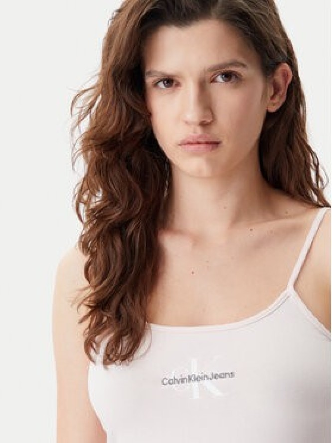 Calvin Klein Jeans Top Monologo J20J223105 Różowy Slim Fit