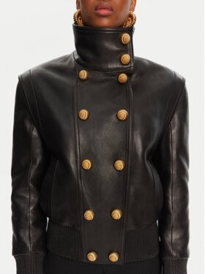 Balmain Kurtka skórzana DF0TH275LC62 Czarny Regular Fit