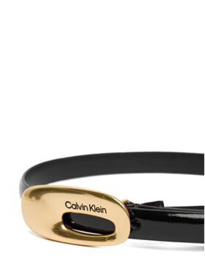 Calvin Klein Pasek Damski Oval Buckle Shiny Strap 15Mm LV04F7064G Czarny