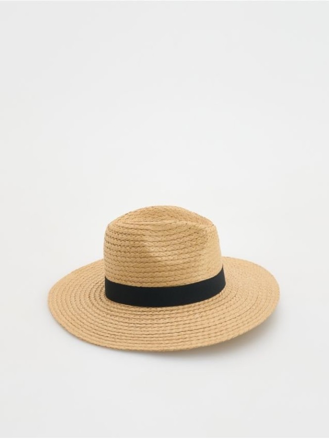 Pleciony kapelusz panama - beżowy