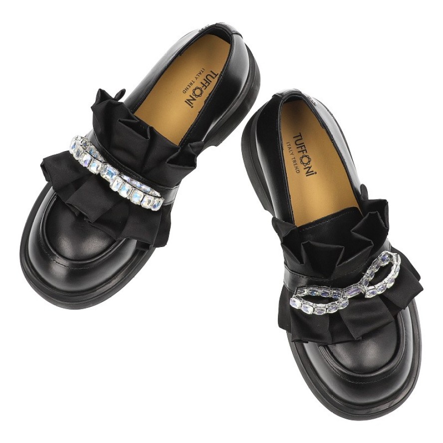 Czarne Półbuty Tuffoni Eleganckie Obuwie Damskie Premium