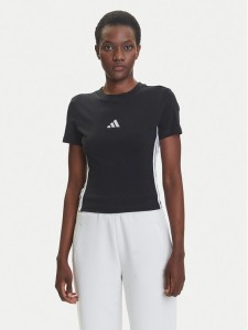 adidas T-Shirt Essentials 3-Stripes JC8325 Czarny Slim Fit