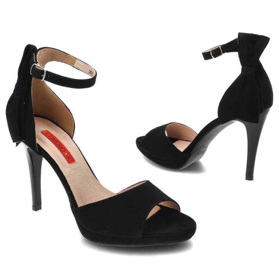 Czarne Sandały Libero Eleganckie Skórzane Buty