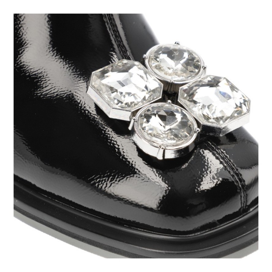 Czarne Botki S.Barski Eleganckie Obuwie Damskie Z Broszką