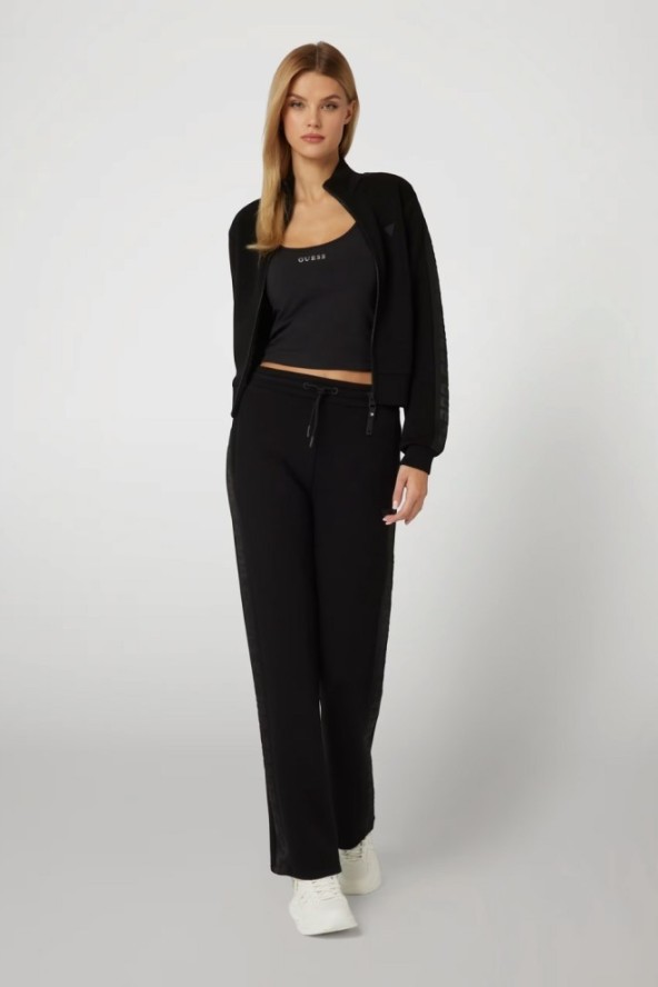 GUESS Czarna bluza damska z lampasami New Allie Scuba, Rozmiar S