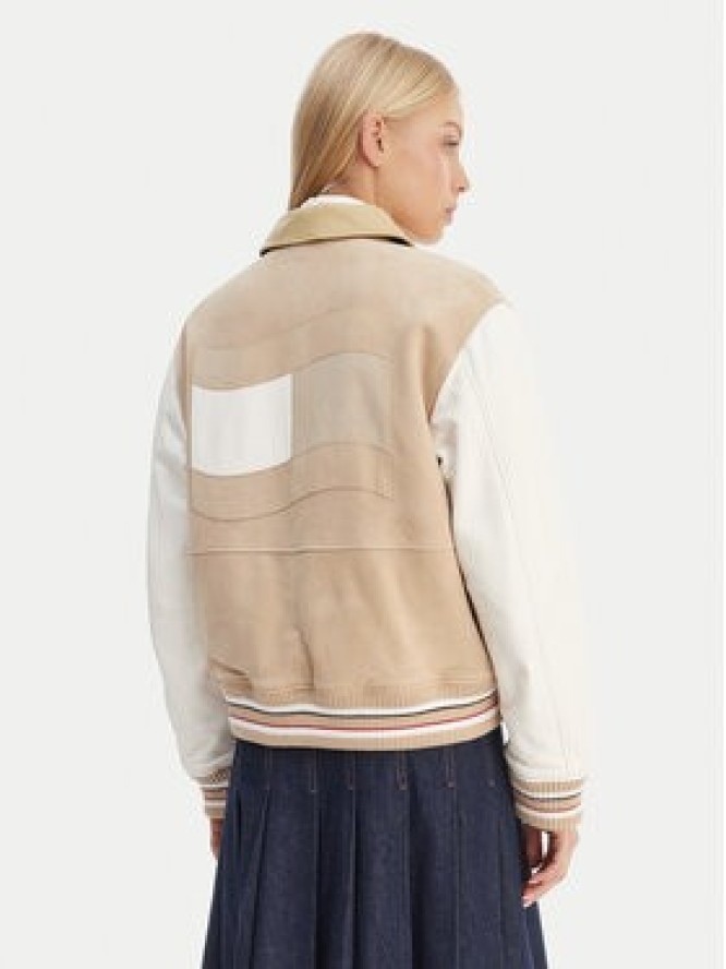 Tommy Jeans Kurtka skórzana Suede Varsity DW0DW22769 Beżowy Regular Fit