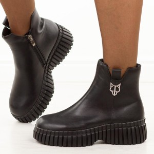 Czarne skórzane botki damskie Filippo Dbt7274/25