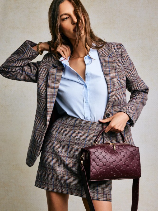 Marynarka damska z dodatkiem wełny w kratę Linneta 000