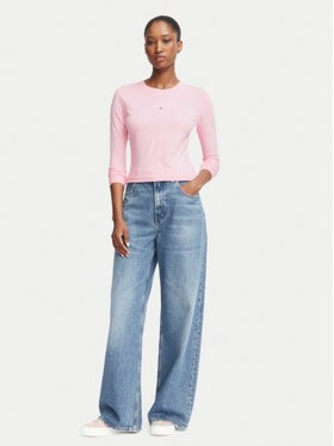 Tommy Jeans Bluzka Classic Logo DW0DW23248 Różowy jasny Slim Fit