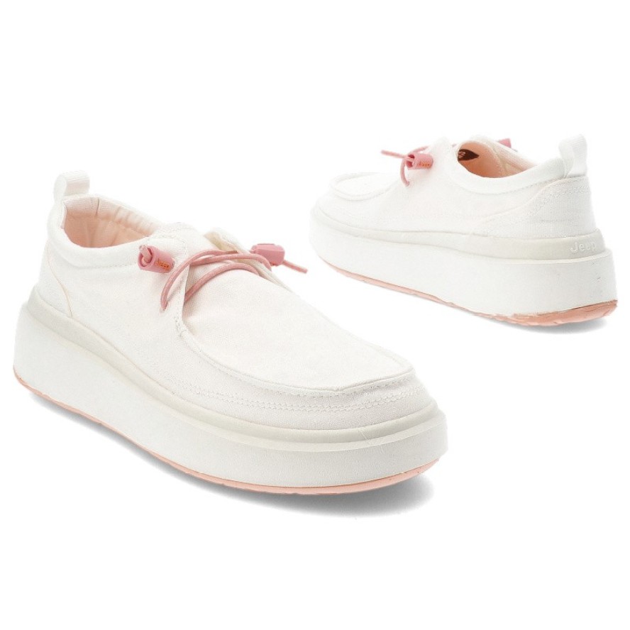 Białe Półbuty Jeep Modne Obuwie Damskie