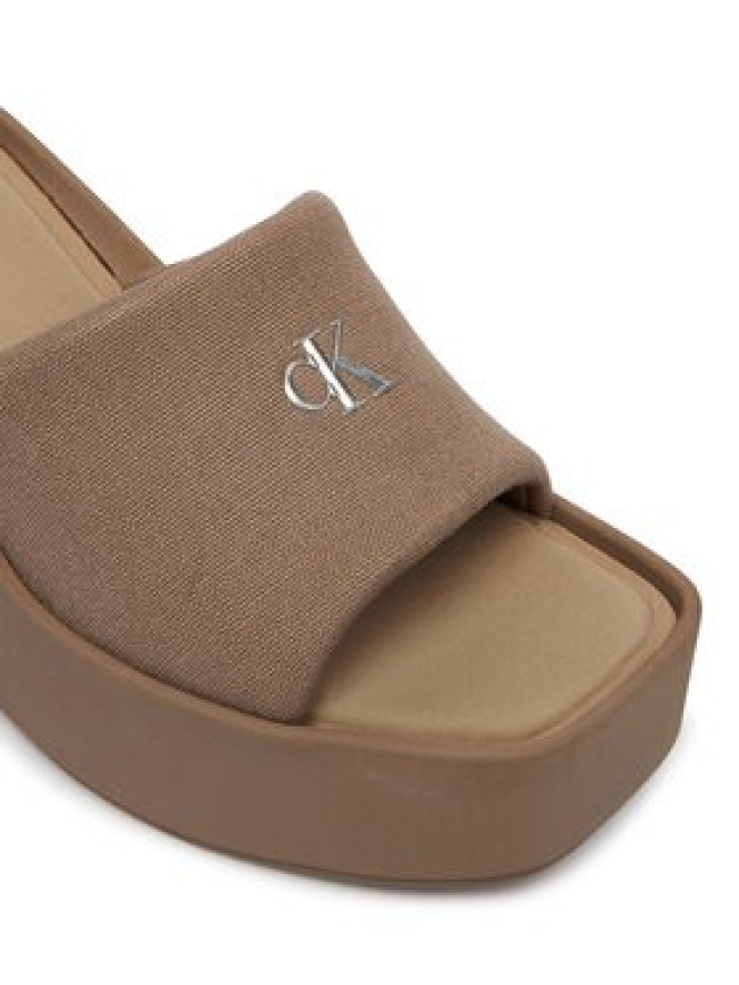 Calvin Klein Klapki Wedge 70 Sndl Canv Mg HW0HW03134 Beżowy