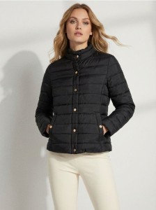 Pikowana kurtka ze stójką - czarny