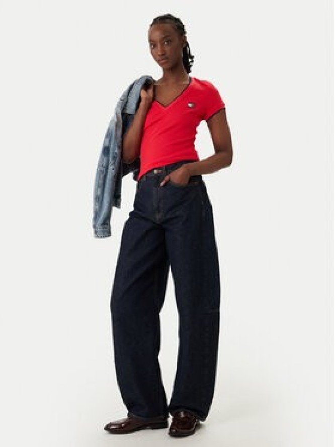 Tommy Jeans T-Shirt DW0DW22275 Czerwony Slim Fit