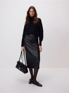 Spódnica midi z rozcięciem - czarny