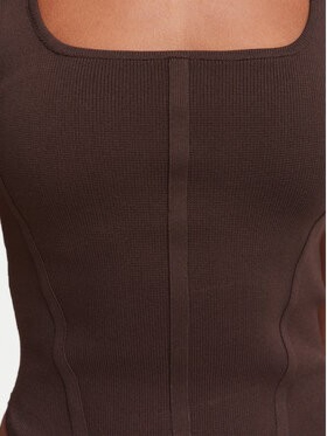 Guess Top W6YZ08 Z0979 Brązowy ciemny Slim Fit