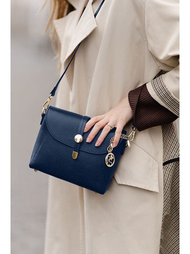 Pia Sassi Skórzana torebka "La Marmora" w kolorze granatowym - 25 x 19 x 8 cm rozmiar: onesize