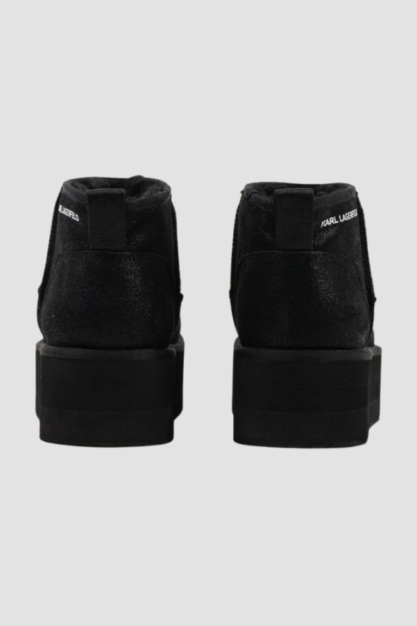 KARL LAGERFELD Czarne botki zamszowe THERMO Lo Slip On Boot, Rozmiar 38