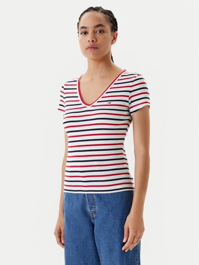 Tommy Jeans T-Shirt Essential DW0DW17385 Biały Slim Fit